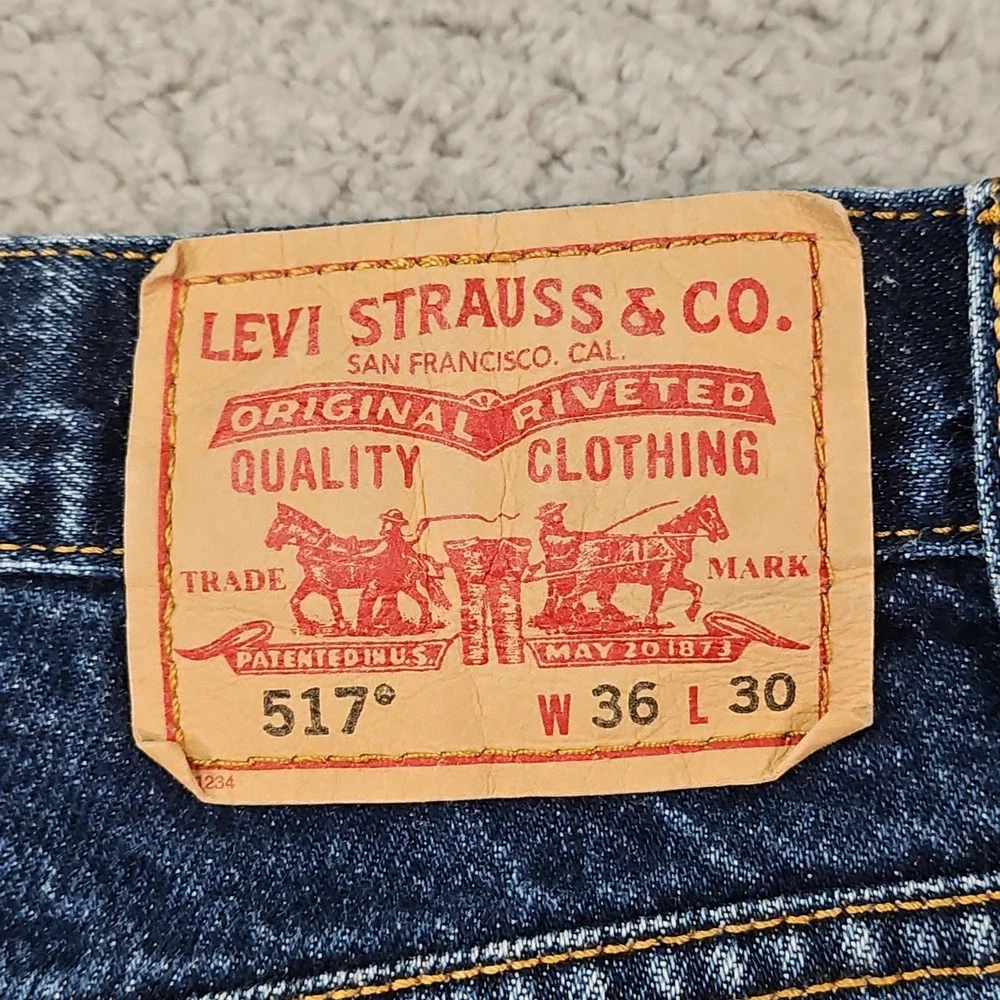 VTG Levis 517 Jeans Mens 36x30 Blue Denim Western Bootcut Ranch Rodeo Mexico Y2K